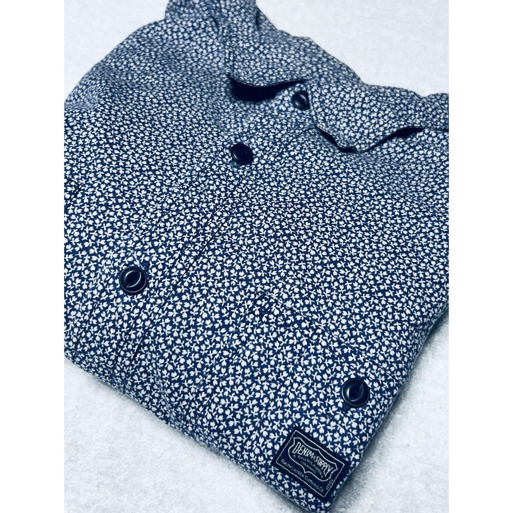 Denim & Supply Ralph Lauren Men's Large Ditsy Floral Work Shirt Navy Blue